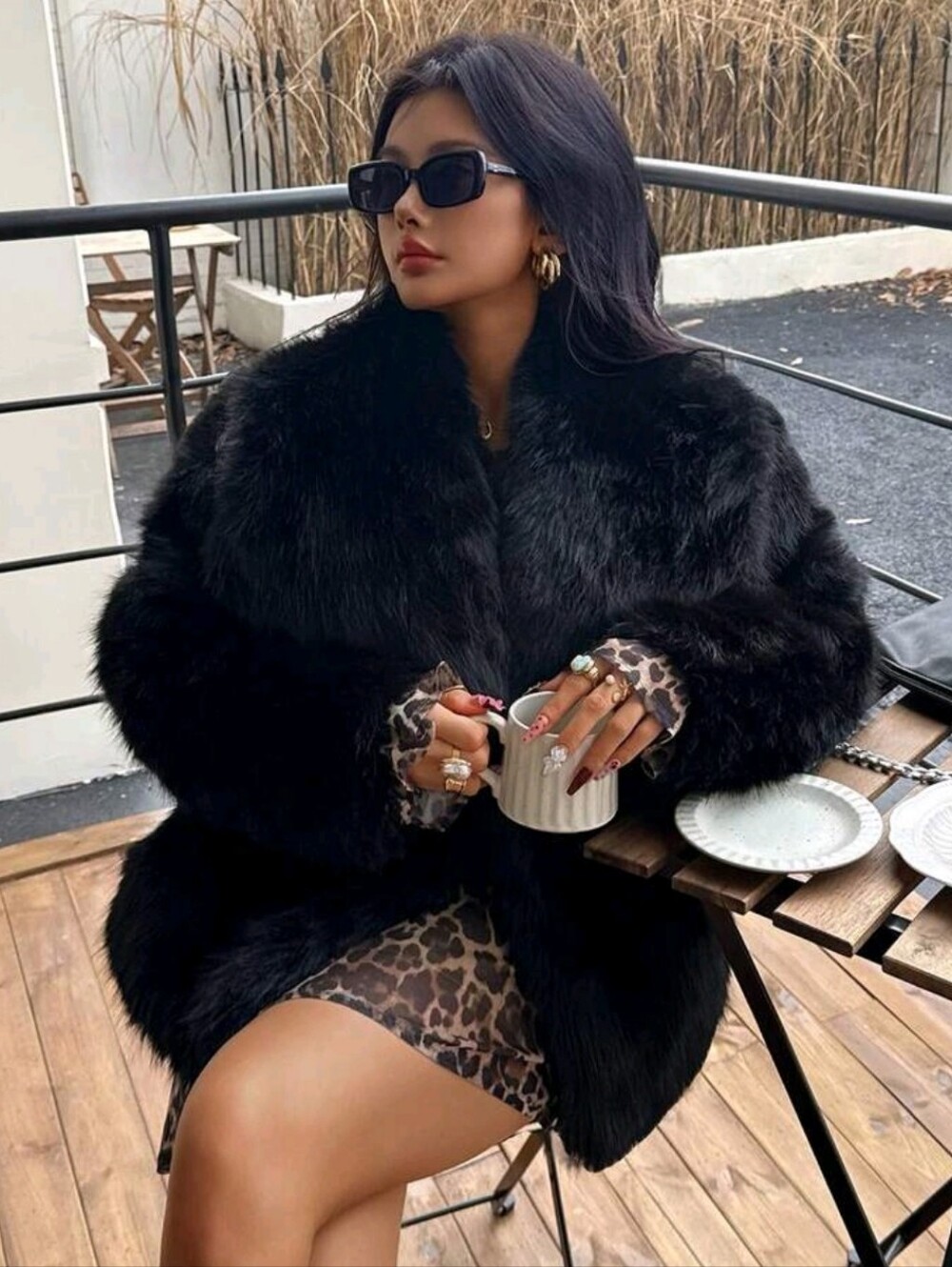 Autumn/Winter New Thick Faux Fur Collar Faux Fur Lined Mid-Length Fashion - Picture 6 of 10
